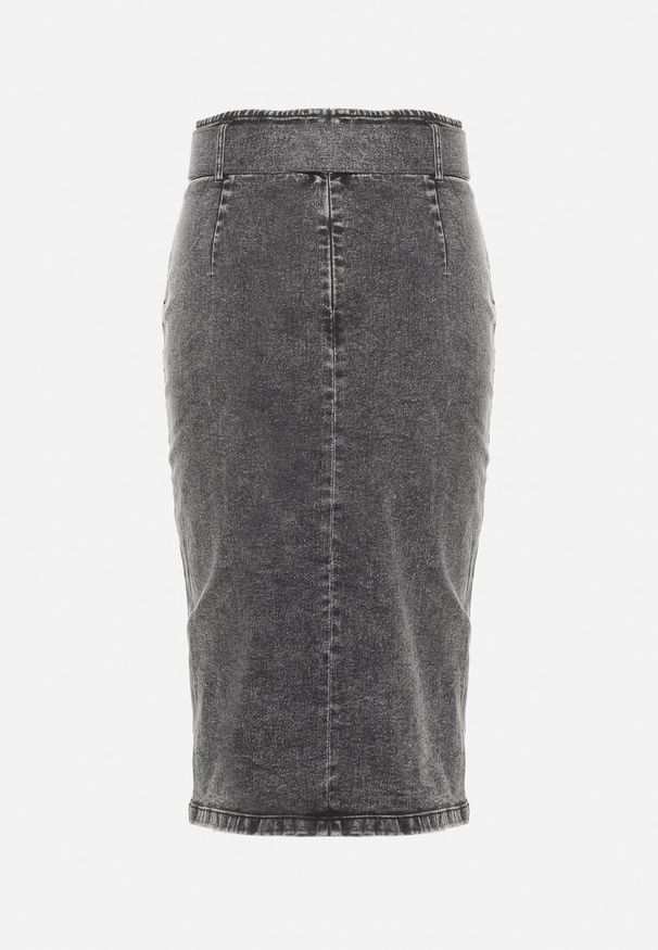 Born2be - Czarna Ołówkowa Spódnica Midi Jeansowa z Guzikami Rilma. Kolor: czarny. Materiał: jeans