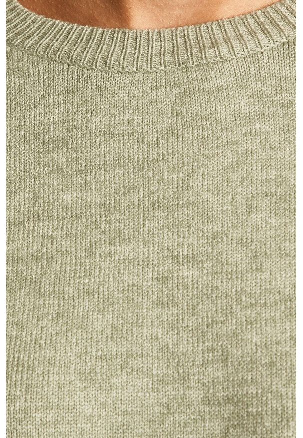 only - Only - Sweter. Kolor: zielony. Materiał: dzianina, materiał. Długość rękawa: raglanowy rękaw. Wzór: gładki