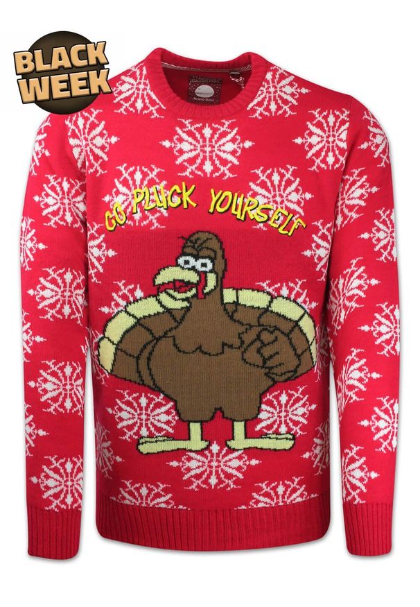 Sweter Świąteczny, Czerwony z Indykiem, Śmieszny na Prezent, Męski -Brave Soul. Kolor: czerwony. Materiał: akryl. Styl: wizytowy