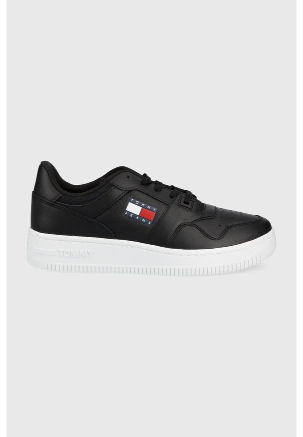 Tommy Jeans sneakersy skórzane kolor czarny. Kolor: czarny. Materiał: skóra