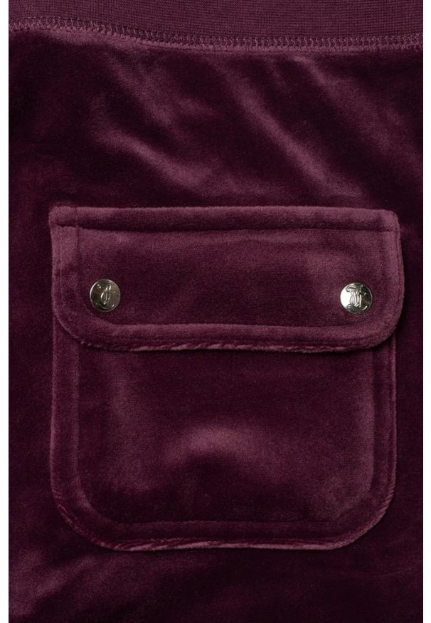 Juicy Couture - JUICY COUTURE Śliwkowe damskie spodnie welurowe Del Ray Pocket Pant, Rozmiar XS. Kolor: fioletowy. Materiał: welur