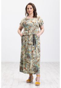 Moda Size Plus Iwanek - Oliwkowa sukienka Salma MAXI XXL OVERSIZE LATO. Okazja: na co dzień, do pracy. Kolor: oliwkowy. Materiał: wiskoza, materiał, włókno, elastan, dzianina, jeans, tkanina. Długość rękawa: krótki rękaw. Sezon: lato. Typ sukienki: oversize. Styl: boho, casual. Długość: maxi #1