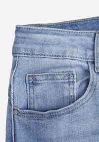 Born2be - Niebieskie Szerokie Jeansy z Bawełny z Wysokim Stanem Eshireth. Okazja: do pracy, na co dzień. Stan: podwyższony. Kolekcja: plus size. Kolor: niebieski. Długość: krótkie. Styl: klasyczny, casual #2