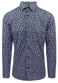 Koszula Męska, Elegancka o Regularnym Kroju - Victorio - Czarna w Kwiatki. Okazja: na co dzień. Kolor: czarny. Materiał: poliester, elastan, bawełna. Długość rękawa: długi rękaw. Długość: długie. Wzór: kwiaty. Styl: elegancki #1