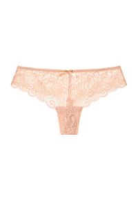 Intica - Stringi ażurowe biodrówki z delikatnego materiału Jame. Kolor: beżowy. Materiał: materiał. Wzór: ażurowy
