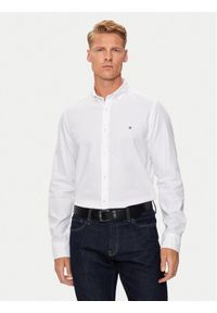 TOMMY HILFIGER - Tommy Hilfiger Koszula MW0MW34568 Biały Slim Fit. Kolor: biały. Materiał: bawełna