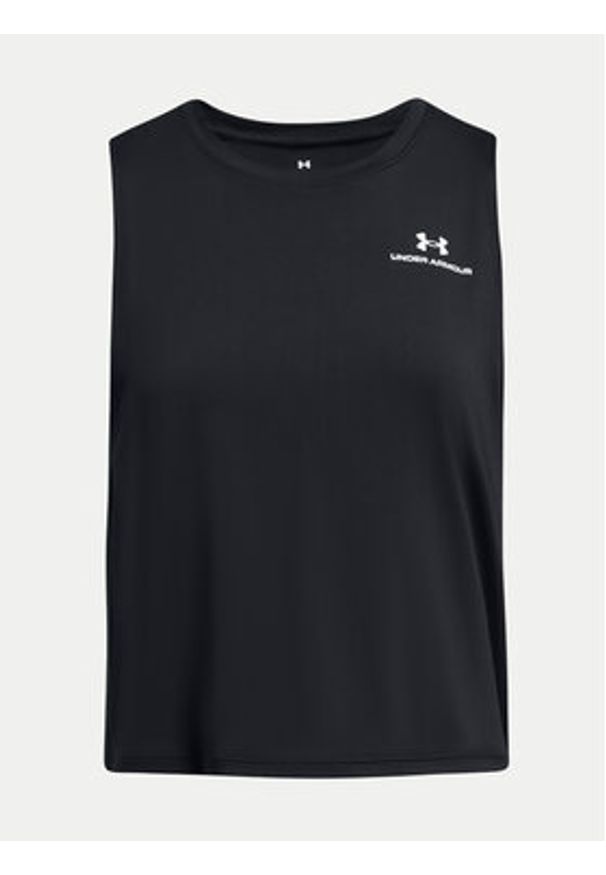 Under Armour Top Rush Energy Crop Tank 1383654-001 Czarny Loose Fit. Kolor: czarny. Materiał: syntetyk
