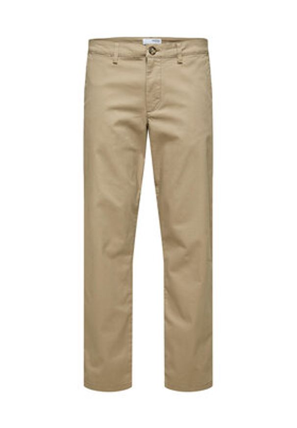 Selected Homme Spodnie materiałowe New 16087665 Beżowy Regular Fit. Kolor: beżowy. Materiał: bawełna