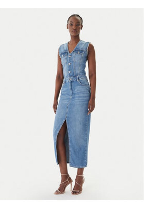 Liu Jo Sukienka jeansowa UA6123 D0309 Niebieski Regular Fit. Kolor: niebieski. Materiał: bawełna