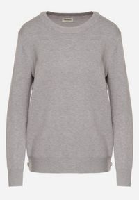 Born2be - Szary Sweter z Guzikami z Boku Tusiana. Okazja: na co dzień. Kolor: szary. Materiał: jeans. Styl: casual, klasyczny #3