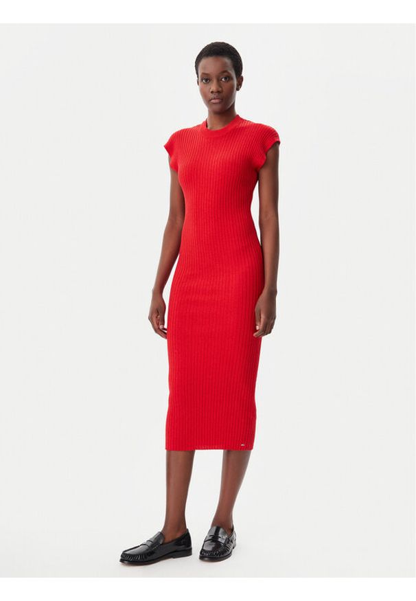 TOMMY HILFIGER - Tommy Hilfiger Sukienka codzienna WW0WW44493 Czerwony Slim Fit. Okazja: na co dzień. Kolor: czerwony. Materiał: bawełna, wiskoza. Typ sukienki: proste. Styl: casual