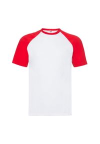 FRUIT OF THE LOOM - Męska Koszulka Baseballowa Valueweight. Kolor: biały, czerwony, wielokolorowy