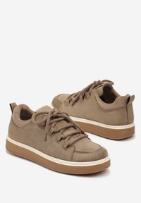 Born2be - Ciemnobeżowe Sneakersy na Kauczukowej Podeszwie Lurrive. Kolor: beżowy. Materiał: kauczuk #3