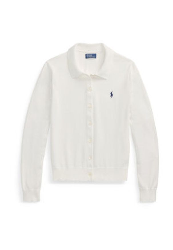 Polo Ralph Lauren Kardigan 211972110002 Biały Slim Fit. Typ kołnierza: polo. Kolor: biały. Materiał: bawełna