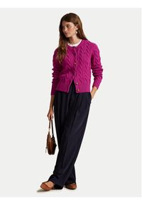 Polo Ralph Lauren Kardigan 211972104006 Różowy Slim Fit. Typ kołnierza: polo. Kolor: różowy. Materiał: wełna #5
