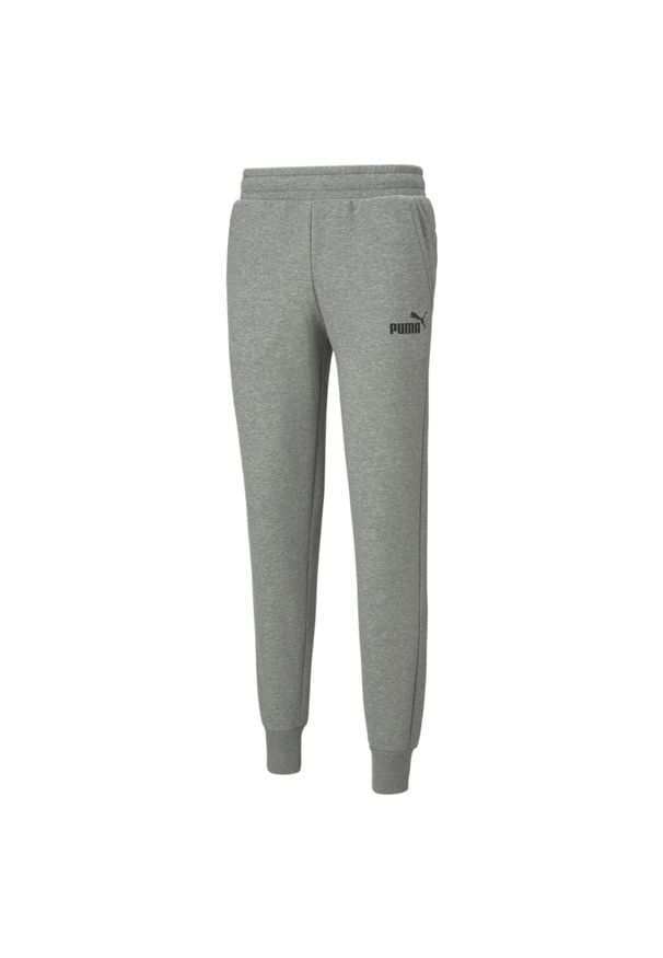 Puma - Męskie spodnie dresowe z logo Essentials PUMA Medium Gray Heather. Kolor: szary. Materiał: bawełna, dresówka, poliester. Sport: fitness