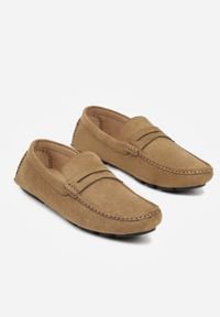 Born2be - Ciemnobeżowe Półbuty Mokasyny z Imitacji Zamszu Sewelka. Okazja: na co dzień. Kolor: beżowy. Materiał: zamsz. Styl: klasyczny, casual, elegancki #4