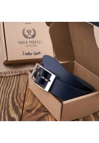 Pasek skórzany 90 cm granatowy PAOLO PERUZZI PG-02-DBS-90. Kolor: niebieski. Materiał: skóra #1