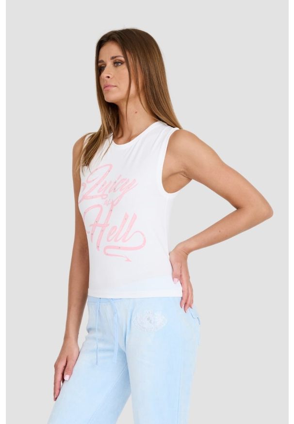 Juicy Couture - JUICY COUTURE Biały top Juicy As Hell Tank. Kolor: biały