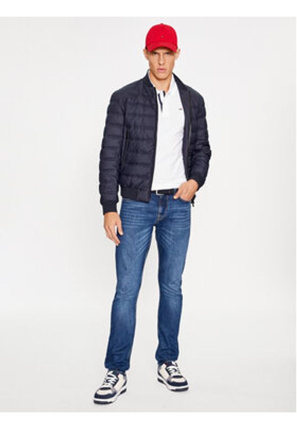 Tommy Jeans Polo Placket DM0DM15370 Biały Slim Fit. Typ kołnierza: polo. Kolor: biały. Materiał: bawełna
