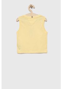 TOMMY HILFIGER - Tommy Hilfiger top bawełniany dziecięcy kolor żółty. Okazja: na co dzień. Kolor: żółty. Materiał: bawełna. Długość rękawa: na ramiączkach. Wzór: nadruk. Styl: casual #2