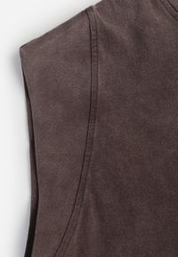 Renee - Brązowy Top z Bawełny w Stylu Grunge z Szeroką Linią Ramion Tezorea. Kolor: brązowy. Materiał: bawełna #3