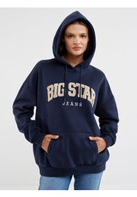 Big-Star - Bluza damska z kapturem granatowa Rubialsa 403. Typ kołnierza: kaptur. Kolor: niebieski. Materiał: dzianina, materiał, skóra. Wzór: aplikacja. Sezon: jesień, zima. Styl: klasyczny #3