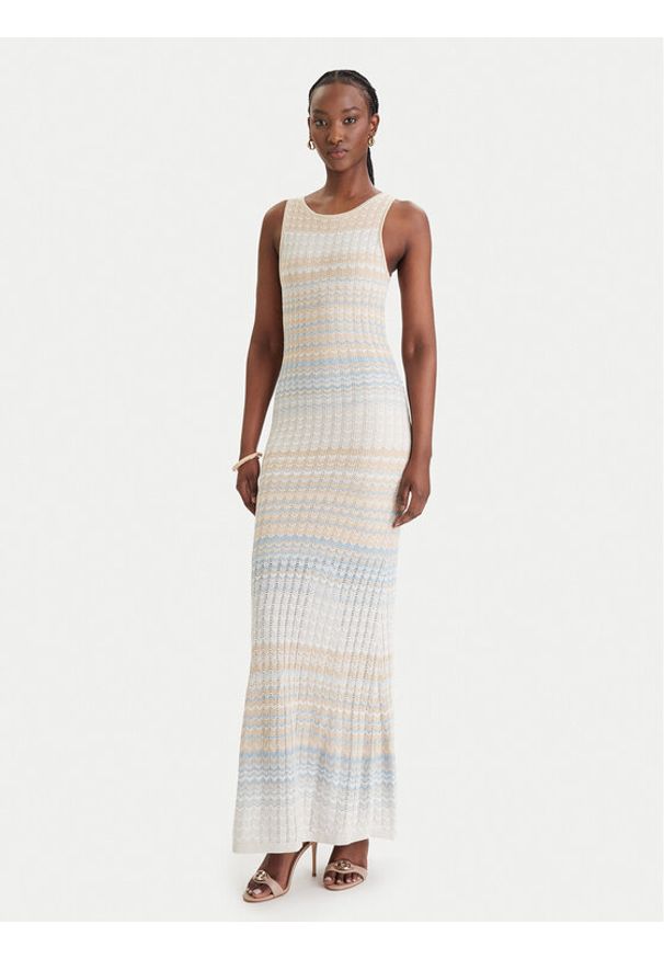 Guess Sukienka dzianinowa W6GKAT Z0936 Beżowy Regular Fit. Kolor: beżowy. Materiał: wiskoza