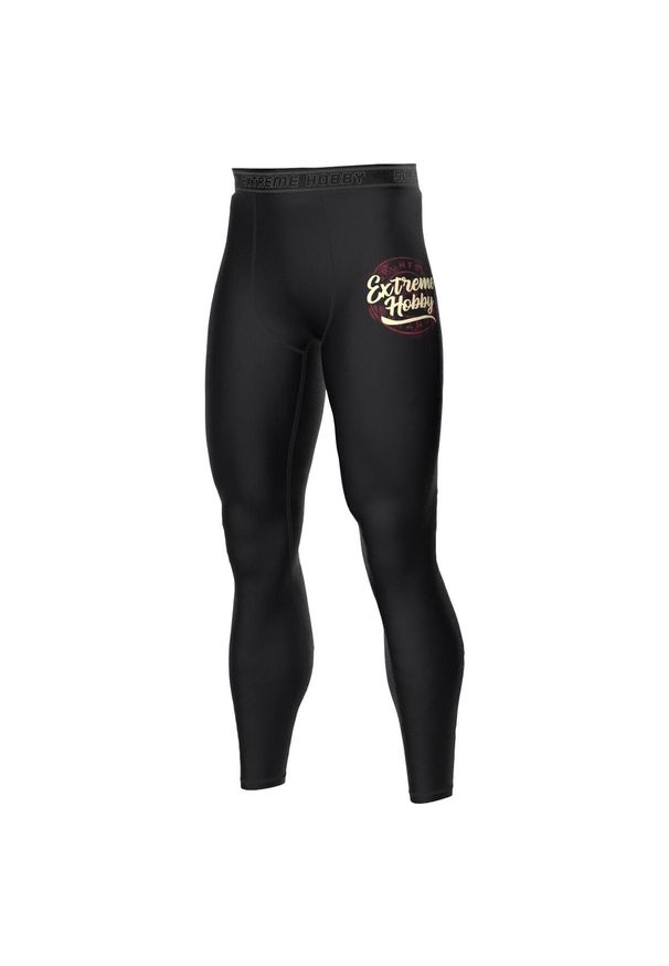 Legginsy sportowe męskie EXTREME HOBBY BADGE. Kolor: czarny. Materiał: elastan, poliester. Sport: fitness