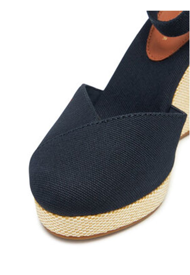 TOMMY HILFIGER - Tommy Hilfiger Półbuty Flag High Wedge Espad Closed Toe FW0FW08494 Granatowy. Kolor: niebieski. Materiał: materiał