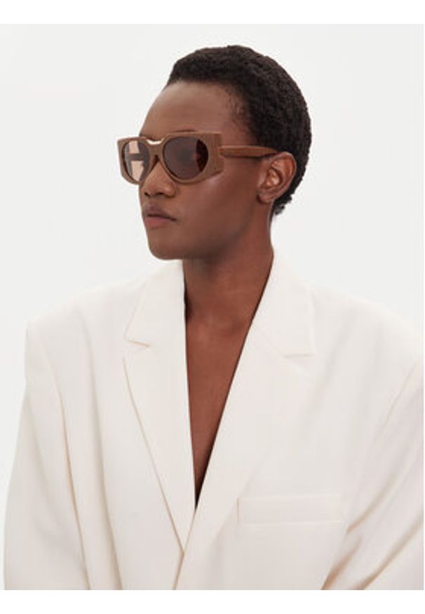 Max Mara Okulary przeciwsłoneczne MM0123 56E Brązowy. Kolor: brązowy