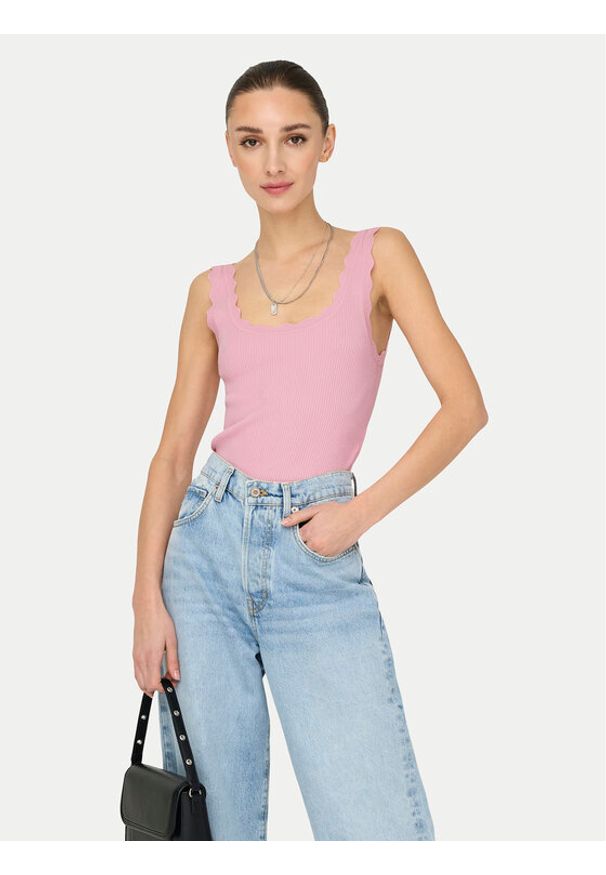JDY Top Nanna 15290585 Różowy Slim Fit. Kolor: różowy. Materiał: wiskoza