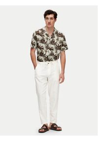 Selected Homme Chinosy 16087636 Biały Slim Tapered Fit. Kolor: biały. Materiał: len