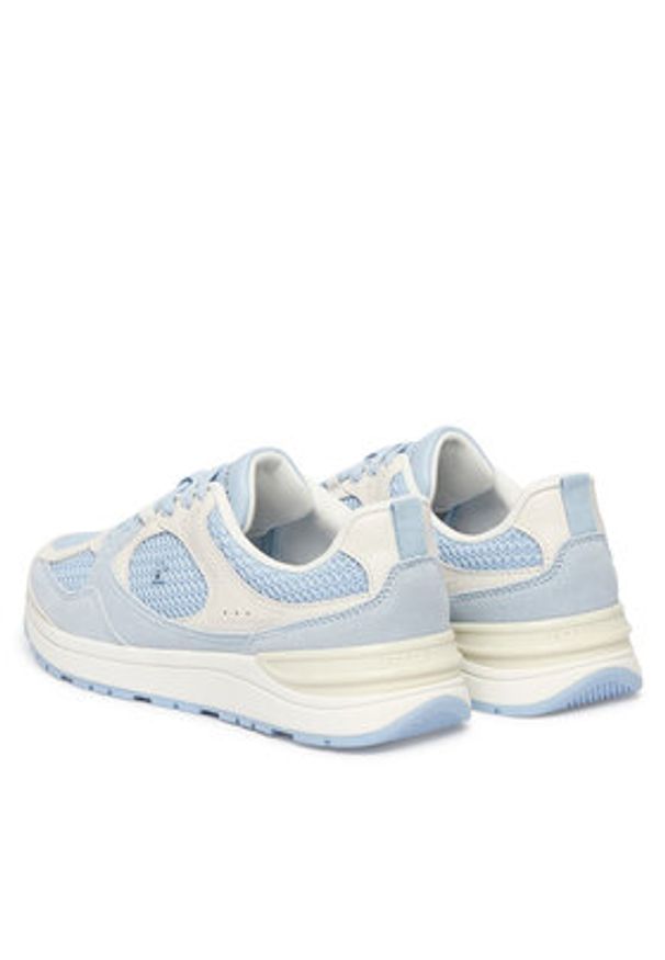 TOMMY HILFIGER - Tommy Hilfiger Sneakersy Th Mix Material Runner FW0FW09306 Niebieski. Kolor: niebieski. Materiał: materiał