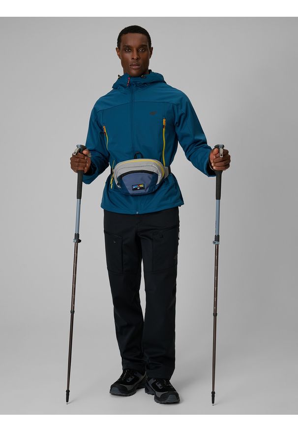 4f - 4F Kurtka softshell wiatroodporna membrana 8000 męska - turkusowa S. Kolor: turkusowy. Materiał: softshell. Długość: długie