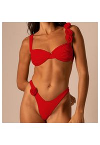 Intica - Strój kąpielowy dwuczęściowy z różami wysokim stanem Friedchen. Stan: podwyższony. Kolor: czerwony. Materiał: materiał. Wzór: aplikacja #1