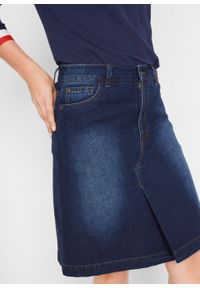 Miękka spódnica dżinsowa ze stretchem bonprix ciemnoniebieski. Kolor: niebieski #4