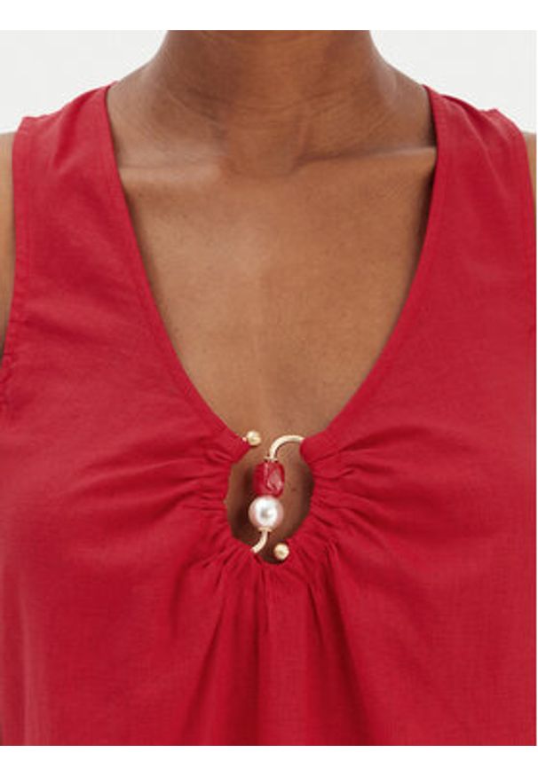 Seafolly Sukienka letnia Palermo 55508-DR Czerwony Regular Fit. Kolor: czerwony. Materiał: wiskoza, len. Sezon: lato