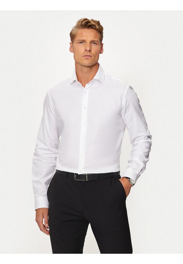 Calvin Klein Koszula K10K113546 Biały Regular Fit. Kolor: biały. Materiał: bawełna