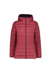 Długa kurtka puchowa z kapturem na zamek Sorona Aura damska CMP. Typ kołnierza: kaptur. Kolor: czerwony. Materiał: puch. Długość: długie. Sport: turystyka piesza #1