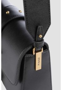 Pinko - PINKO Czarna kopertówka Love One Mini Slouchy Fl Vitello Morbido. Kolor: czarny. Materiał: skórzane. Styl: klasyczny, elegancki #5