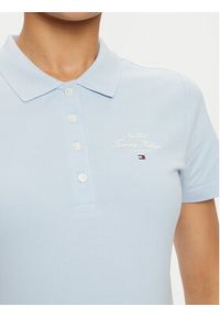 TOMMY HILFIGER - Tommy Hilfiger Polo WW0WW43930 Błękitny Slim Fit. Typ kołnierza: polo. Kolor: niebieski. Materiał: bawełna #4