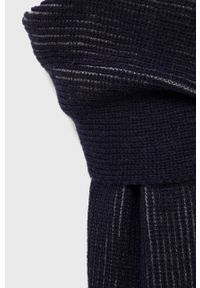 Trussardi Jeans - Trussardi szal z domieszką wełny kolor granatowy gładki. Kolor: niebieski. Materiał: wełna. Wzór: gładki #3