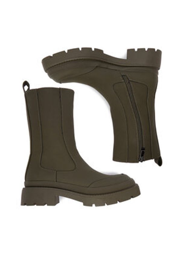 DeeZee Botki 13096-10 Khaki. Kolor: brązowy. Materiał: syntetyk, materiał