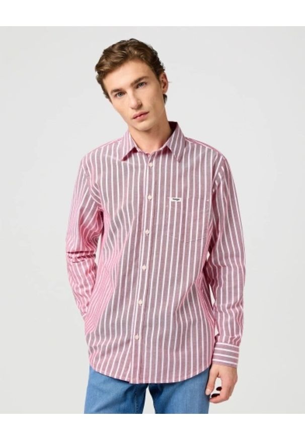 Wrangler - MESKA KOSZULA WRANGLER 1 PKT SHIRT RED OXFORD 112362540
