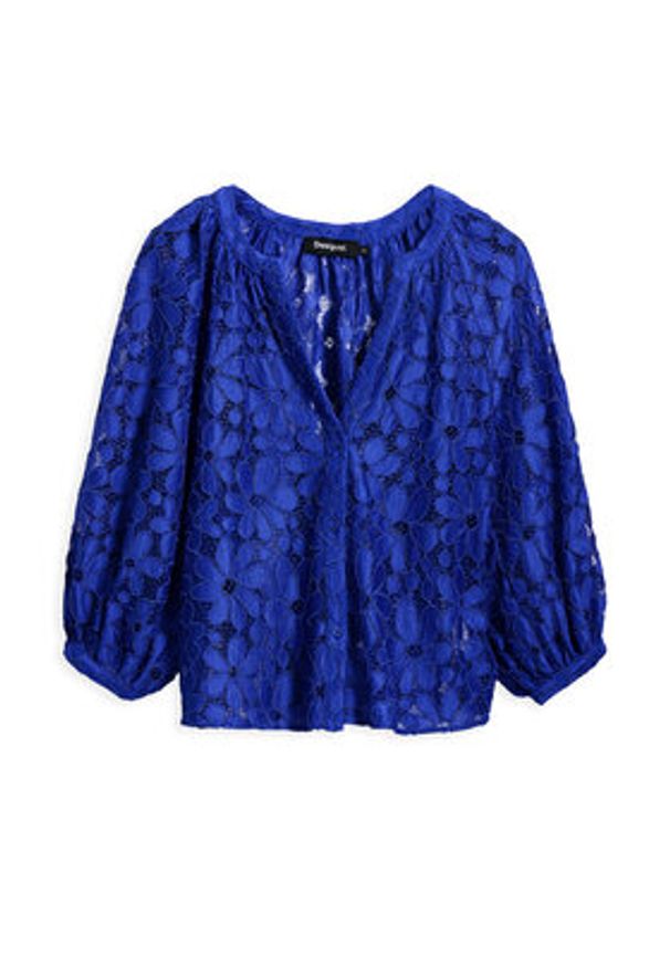 Desigual Bluzka 25SWBW24 Niebieski Regular Fit. Kolor: niebieski. Materiał: syntetyk