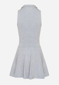 Born2be - Jasnoniebieska Bawełniana Rozkloszowana Sukienka z Dekoltem w Serek Siliorea. Okazja: na co dzień. Typ kołnierza: dekolt w serek. Kolor: niebieski. Materiał: bawełna. Typ sukienki: rozkloszowane. Styl: wizytowy, casual, elegancki #6