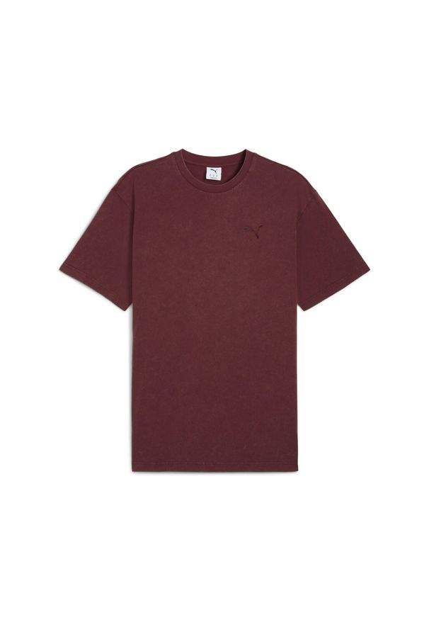 Puma - Męska koszulka Essentials Elevated o luźnym kroju z efektem sprania PUMA. Kolor: czerwony. Sport: bieganie