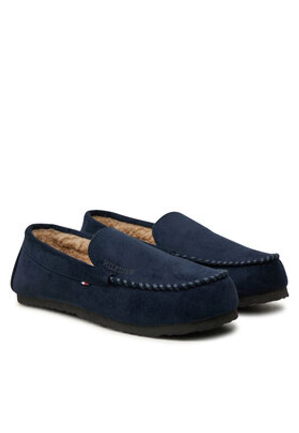 TOMMY HILFIGER - Tommy Hilfiger Kapcie Driver House Shoe FM0FM05224 Granatowy. Kolor: niebieski. Materiał: zamsz, skóra