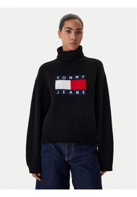 Tommy Jeans Golf Flag DW0DW22108 Czarny Relaxed Fit. Typ kołnierza: golf. Kolor: czarny. Materiał: syntetyk #1